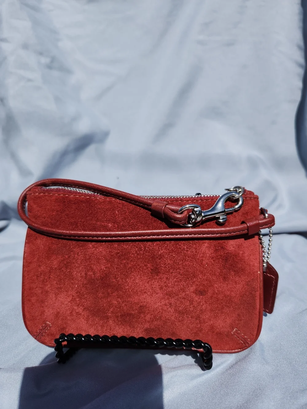 Coach Red Suede Wristlet Clutch